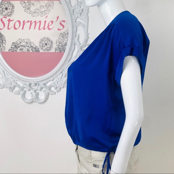 BCBGMaxAzria/Blue Sapphire Oversized Tie Waist Top - Picture 5 of 8